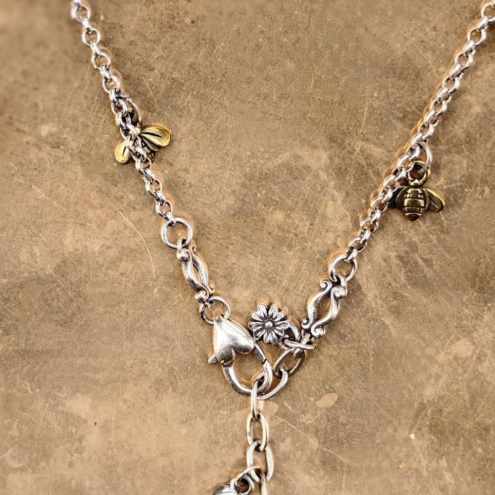 Brighton Silver and Gold Bees And Flowers  Charm Ankle Bracelet